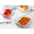 High borosilicate glass food storage container 2 compartment food container with lid lunch box